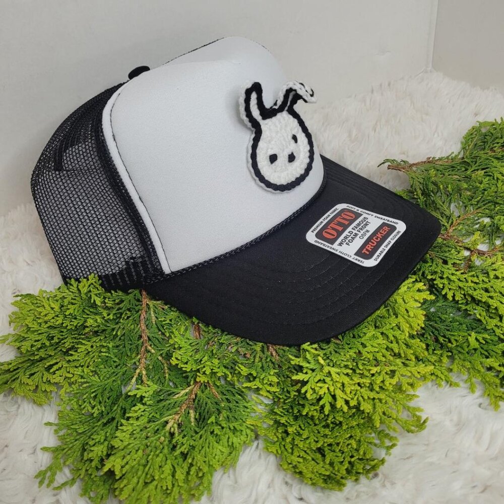 Handmade Bunny Crochet Applique Trucker Hats - Picture 2 of 3